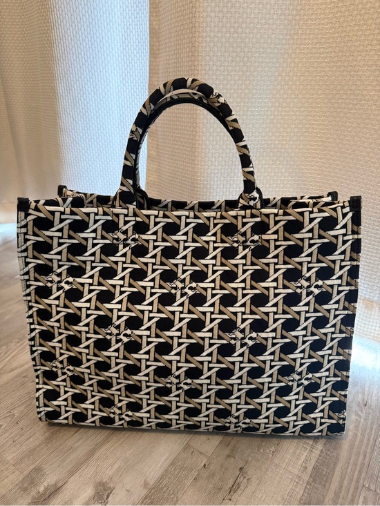 Tory Burch Handbags - Tory Burch Ella Circular Knit Tote - Black, White and Tan